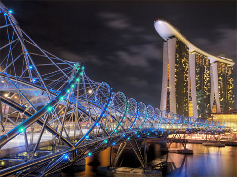 新加坡滨海湾：双螺旋桥